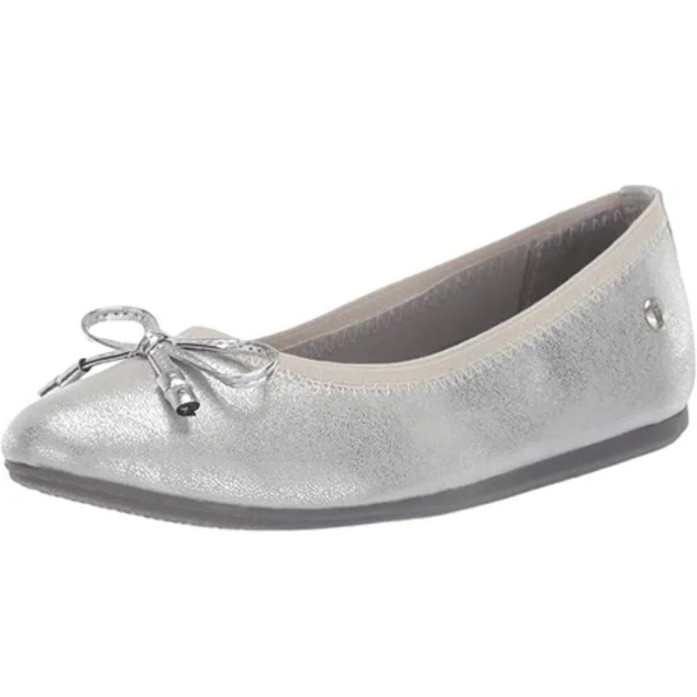 NEW Hush Puppies Josie Metallic Slip On Dress Ballet Flat Memory Foam Shoes Kids